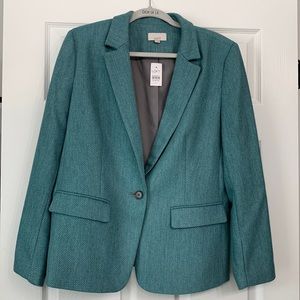 Loft Turquoise Herringbone Jacket - wool blend.  NWT